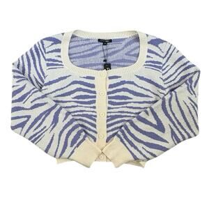 New Papermoon Light Purple Cream Animal Print Cardigan Medium